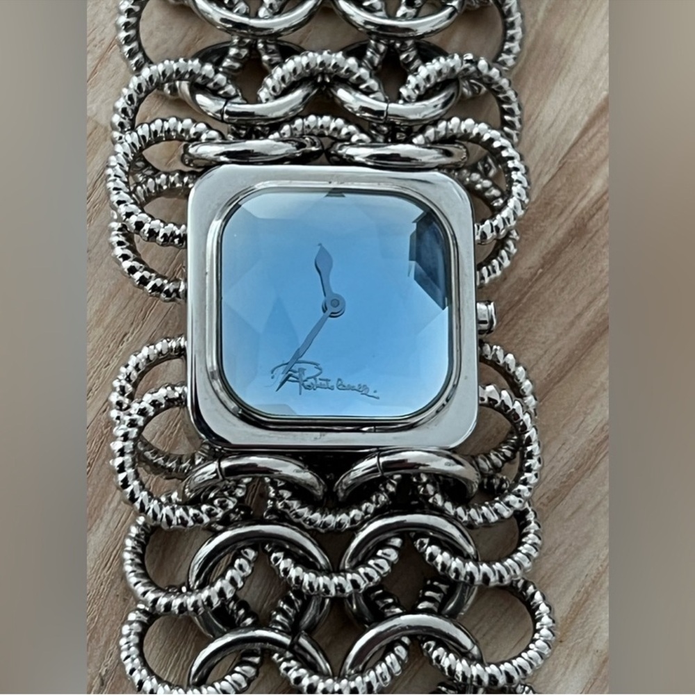 Roberto Cavalli Stunning Ladies Watch Blue Multifaceted Crystal Chain Bracelet